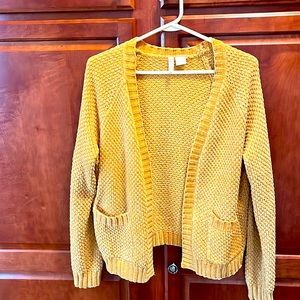 Mustard colored cable knit sweater